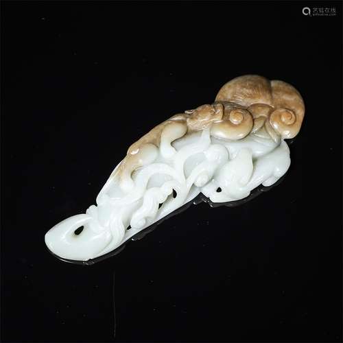 Hetian Jade Dragon Ruyi Ornament