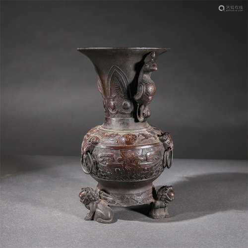 Bronze Beast Pattern Zun Vase