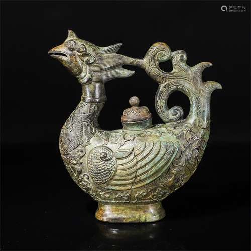 Bronze Phoenix Head Shaped Pot