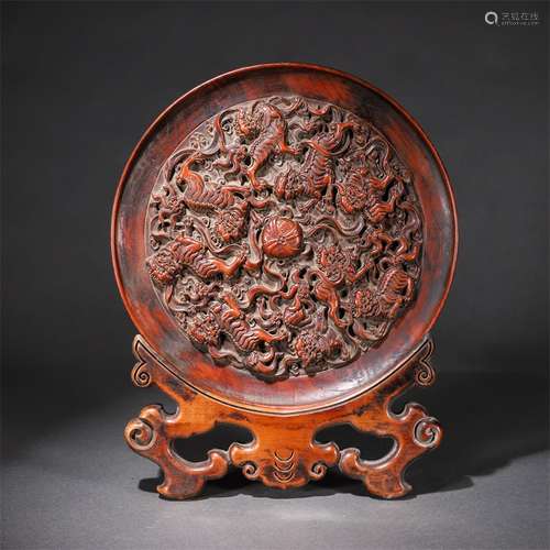 Huali Wood Beast Carving Plate