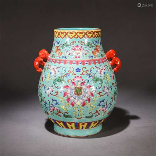 Famille Rose Floral Zun Vase