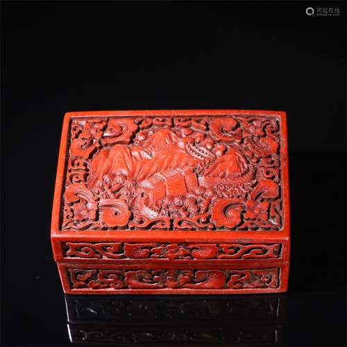 Red Lacquerware Landscape Box