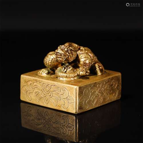 Gilt Bronze Dragon Seal