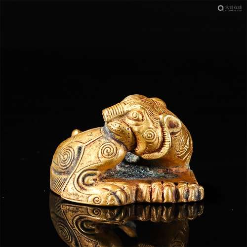 Gilt Bronze Tiger Paperweight