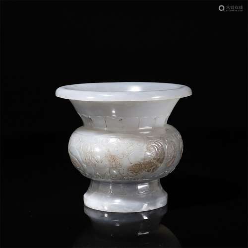 Hetian Jade Phoenix Pattern Flower Vase