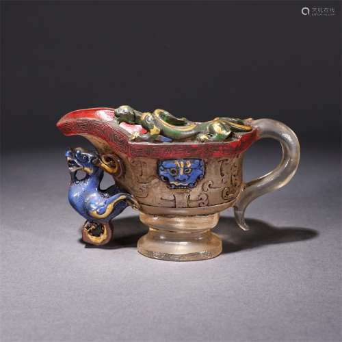 Colored Painted Dragon Pattern Glassware Jue Cup