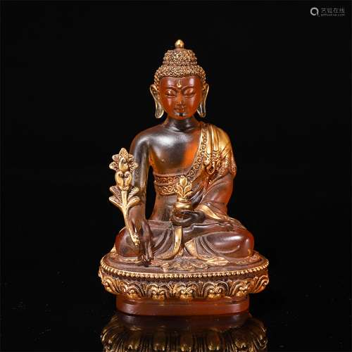 Glassware Gilt Colored Gautama Buddha Statue