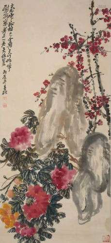 CHINESE. A SCROLL PAINTING BY WU CHANG SHUO