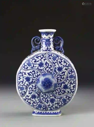 Chinese Blue and White Moon Flask Vase