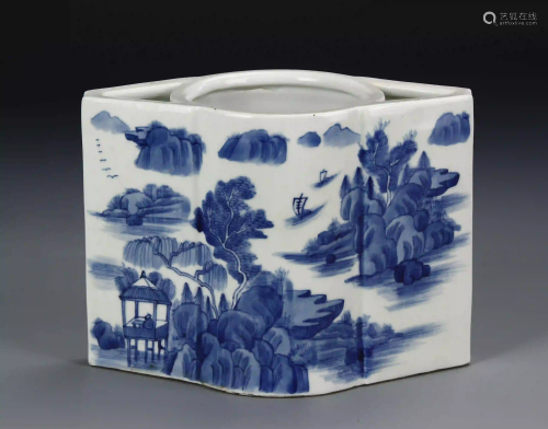 Chinese Blue And White Brush Pot