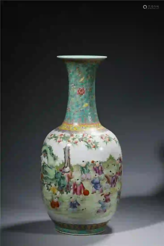 CHINESE. A FAMILLE ROSE VASE WITH MARK
