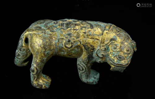 Chinese Gilt Bronze Foo Lion