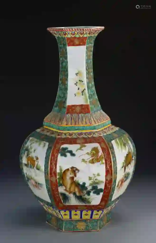 Chinese Carved Famille Rose Vase