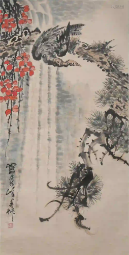 CHINESE. A SCROLL PAINTING BY PAN TIAN SHOU