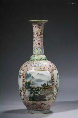CHINESE. A FAMILLE ROSE VASE WITH MARK