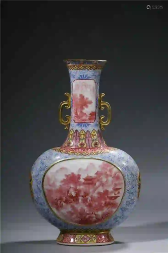 CHINESE. A RED-GLAZED VASE WITH MARK