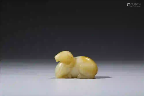 CHINESE. A YELLOW JADE GOAT