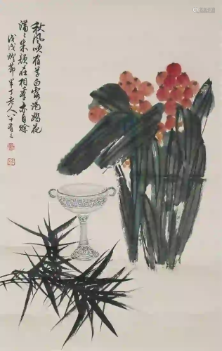 CHINESE. A SCROLL PAINTING BY CHEN BAN DING