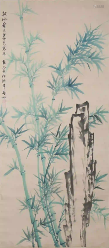 CHINESE. A SCROLL PAINTING BY QI GONG