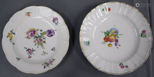 8 plates porcelain. Old. 4 x Meissen, 2 x KPM, 2 x
