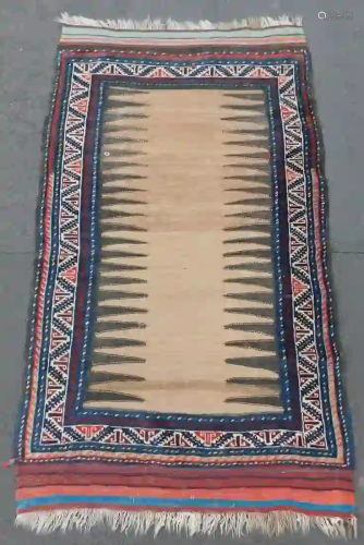 Varamin Sofreh Persian carpet. Iran. Antique, around