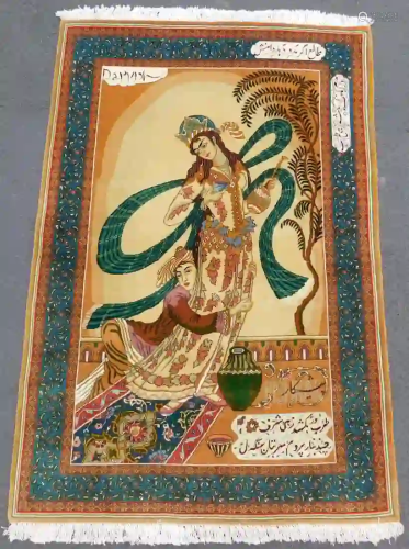 Tabriz Persian carpet. Pictorial rug. Iran. Very fine