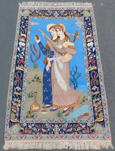 Isfahan Persian carpet. Pictorial rug. Iran. Very fine