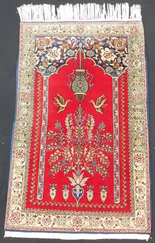 Qum Persian carpet. Iran. Prayer rug. Fine weave.