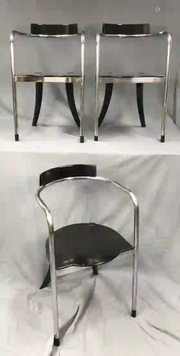 3 chrome dining chairs by David Palterer for Zanotta,