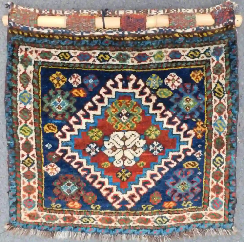 Khamseh bag front. Persian carpet. Iran. Around 90-110