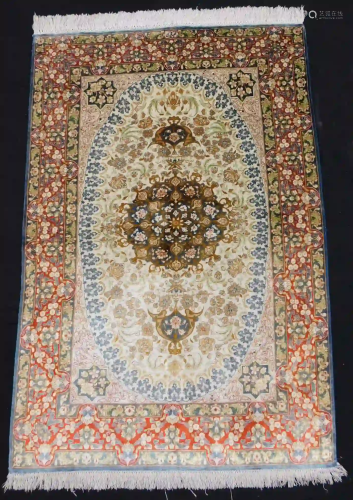 Qum silk rug Signed. Persian carpet. Iran. Extremely