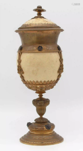 Ostrich egg cup. Bronze D'oré? Historicism around