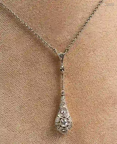 585 gold necklace. With old cut diamond. Approximately