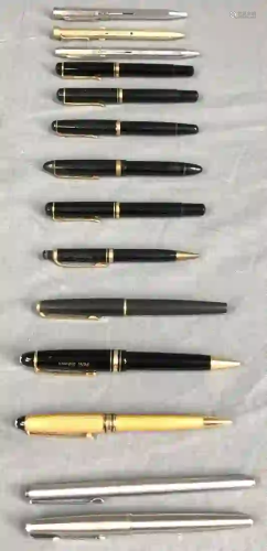 Piston fountain pens, ballpoint pens, some Montblanc,