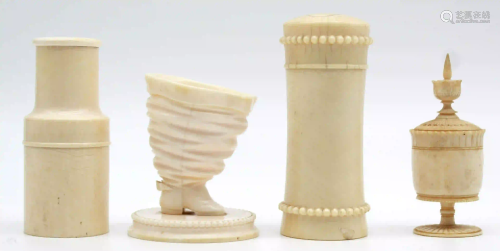 4 carvings, probably ivory around 1850 - 1920.