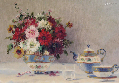 Mark VUKOVIC (1892-1973). Still life. Tea set, water