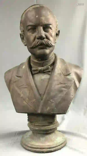 A. E. RUMPF (XIX). Bust of a gentleman. Bronze. '' 1886