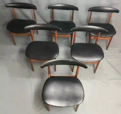 DANEX Furniture. 6 teak wood chairs. '' Made in Denmark