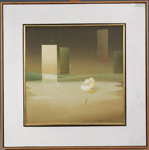 Roni BRANDAO (1935 - 1991). Surrealistic landscape,