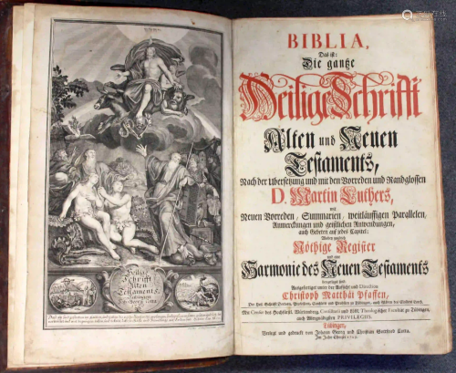 Luther Bibel. Tübingen, 1729. Publisher: Christoph