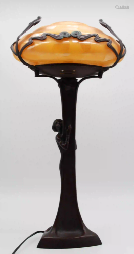 Table lamp in Art Nouveau style. Bronze, 58 cm high.