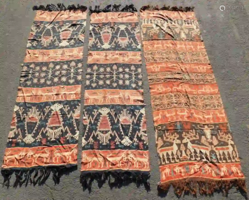 3 Panels Sumba Ikat Indonesia. Probably old. Good firm