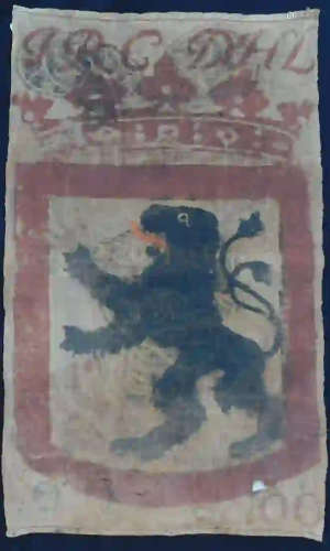 Hunting rag. Probably around 1700. Painted linen.