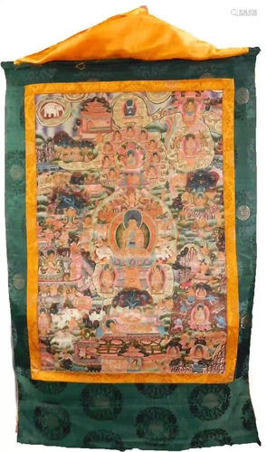 Tibetan thangka Shakyamuni. Hand painted. Old.