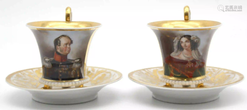 2 Empire portrait cups, Friedrich Wilhelm IV King of
