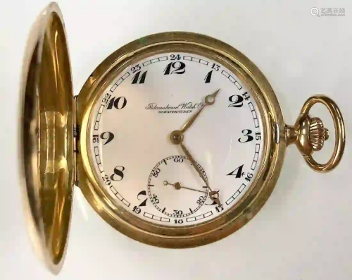 Pocket watch Schaffhausen. 3 lids yellow gold 14 K.