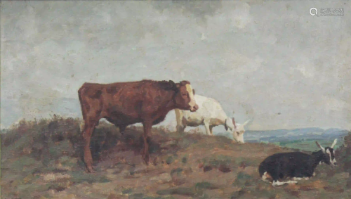 Julius Paul JUNGHANNS (1876 - 1958). Cow and 2 goats.
