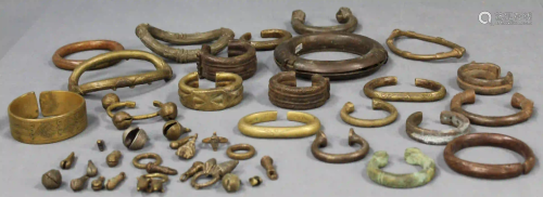 Collection hoops, bracelets, metal, brass also bronze?
