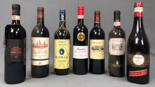 7 whole bottles of red wine 0.75 L. Also Italy, France,