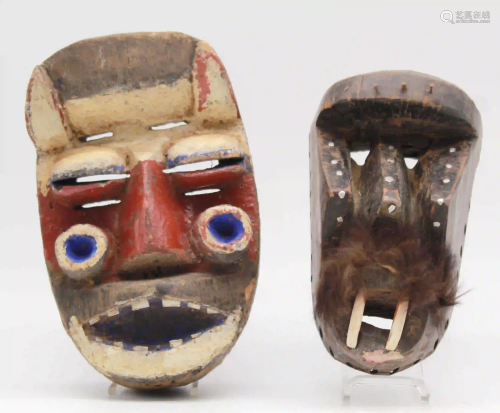 2 masks. Probably West Africa. Also Gaegon, Liberia,